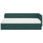 vidaXL Cadre de lit d'angle avec matelas Vert foncé 90 x 200 cm tissu