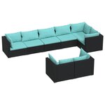 vidaXL Salon de jardin 8 Pièces avec coussins noir résine tressée