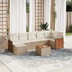 vidaXL Salon de jardin avec coussins 8 Pièces beige résine tressée