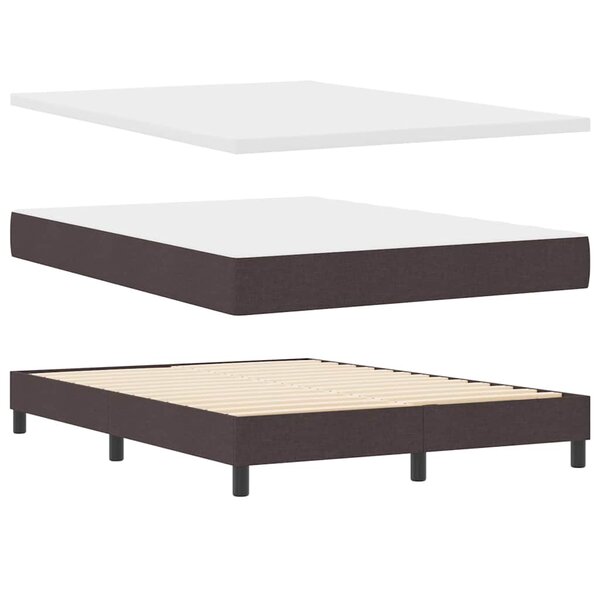 vidaXL Lit boxspring avec matelas Marron foncé 140 x 190 cm