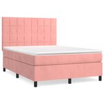 vidaXL Sommier à lattes de lit avec matelas Rose 140x190 cm Velours
