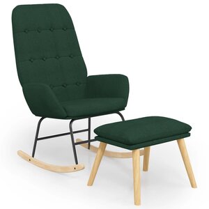 vidaXL Chaise à bascule avec repose-pied Vert foncé Tissu