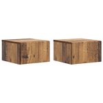 vidaXL Cabinet de chevet mural 2 Pièces Bois ancien 33 x 34 5 x 20 cm