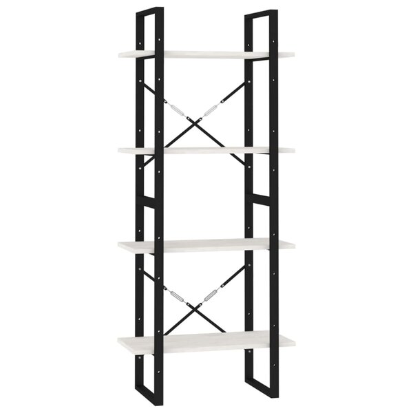 vidaXL Bibliothèque à 4 niveaux Blanc 60x30x140 cm Bois de pin massif