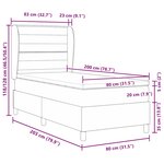 vidaXL Lit ressorts avec matelas gris foncé  80x200 cm  en tissu