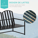 Banc de jardin design contemporain 2 places dim. 108L x 63l x 80H cm métal époxy noir