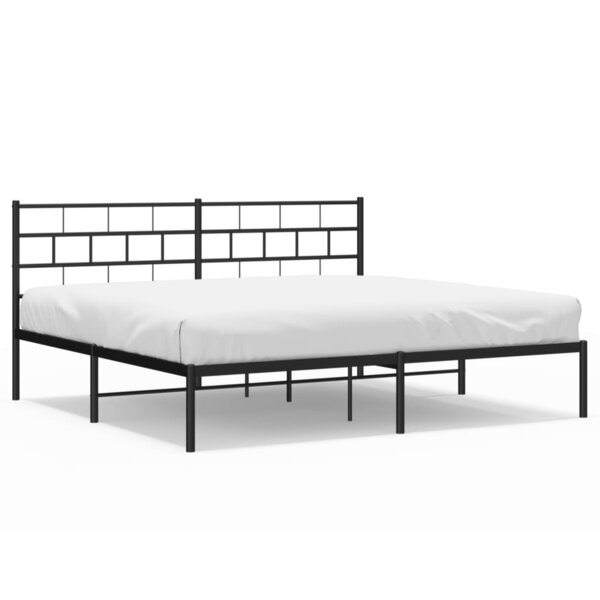 vidaXL Cadre de lit métal avec tête de lit noir 200x200 cm