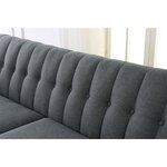 ANDERS Canapé 3 places scandinave convertible - Tissu anthracite - L 207 x P 94 x H 86 cm