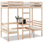 vidaXL Lit mezzanine avec bureau et chaises 90x200 cm pin massif