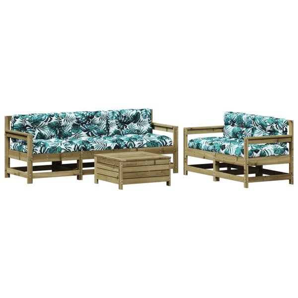 vidaXL Salon de jardin 6 Pièces avec coussins bois de pin imprégné