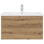 vidaXL Meuble lavabo avec bassin et robinet intégrés chêne artisanal