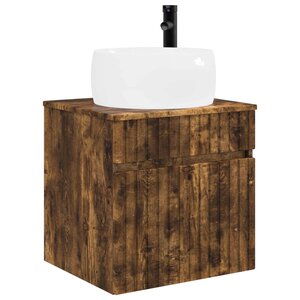 vidaXL Meuble de lavabo mural Chêne fumé 49 x 44 5 x 66 cm