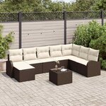 vidaXL Ensemble de canapé de jardin 9 Pièces Marron et blanc Poly rotin