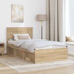 vidaXL Cadre de lit avec tête de lit Sonoma 100 x 200 cm Pin massif