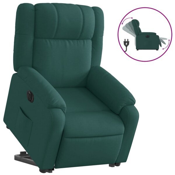 vidaXL Fauteuil inclinable électrique vert foncé tissu