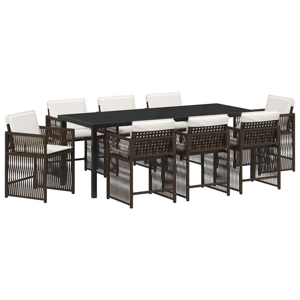vidaXL Ensemble de salle à manger pour jardin 9 Pièces Marron polyrotin