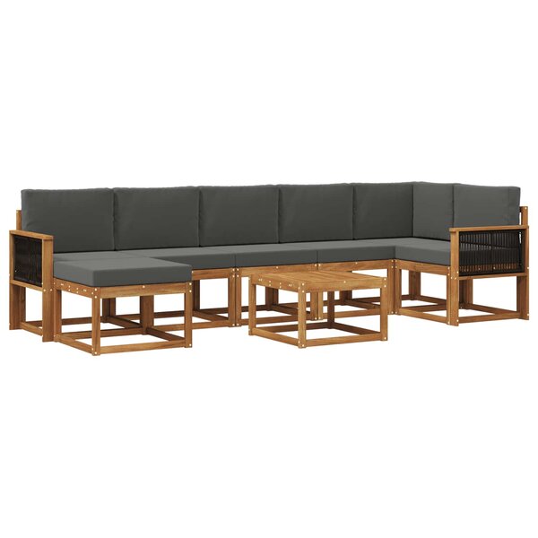vidaXL Ensemble de canapés d'extérieur 8 pc Naturel et Anthracite