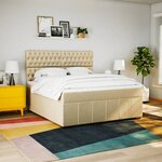 vidaXL Sommier à lattes de lit avec matelas Crème 180x200 cm Tissu