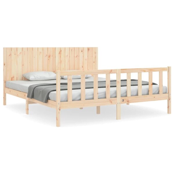 vidaXL Cadre de lit avec tête de lit Super King Size bois massif