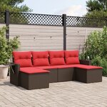 vidaXL Salon de jardin 6 Pièces avec coussins marron résine tressée