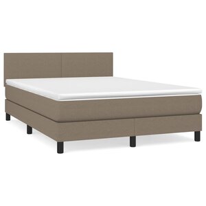 vidaXL Sommier à lattes de lit avec matelas Taupe 140x200 cm Tissu
