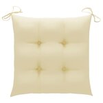 vidaXL Chaises de jardin lot de 2 et coussins blanc crème Teck massif