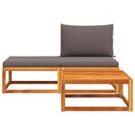 vidaXL Salon de jardin avec coussins 3 Pièces bois massif d'acacia