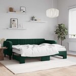 vidaXL Lit de jour avec gigogne et matelas vert foncé 80x200cm velours