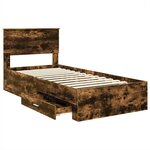 vidaXL Cadre de lit Chêne Fumé et Argent 75 x 190 cm Bois d'ingénierie