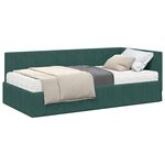 vidaXL Cadre de lit d'angle Vert foncé 100 x 200 cm Velours