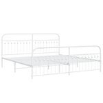 vidaXL Cadre de lit métal sans matelas et pied de lit blanc 193x203 cm