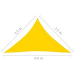 vidaXL Voile de parasol Tissu Oxford triangulaire 3 5x3 5x4 9 m Jaune