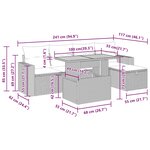 vidaXL Salon de jardin 6 Pièces avec coussins noir résine tressée acacia