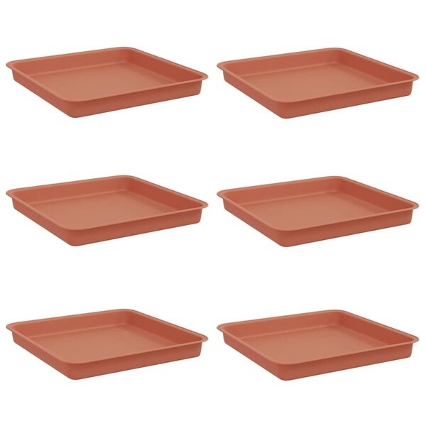 vidaXL Plateau carré à fleurs 6 pc Rouge brique 18 x 18 x 2 cm