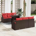 vidaXL Ensemble de canapé de jardin 7 Pièces Marron 100 x 55 x 73 cm