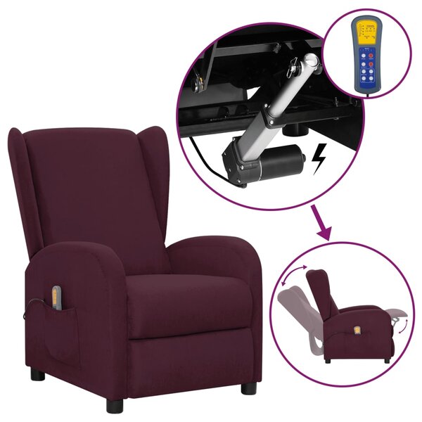 vidaXL Fauteuil de massage Violet Tissu