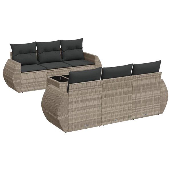 vidaXL Salon de jardin avec coussins 7 Pièces gris clair résine tressée