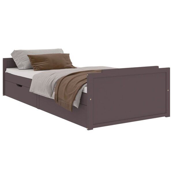 vidaXL Cadre de lit sans matelas marron foncé bois pin massif 90x200cm
