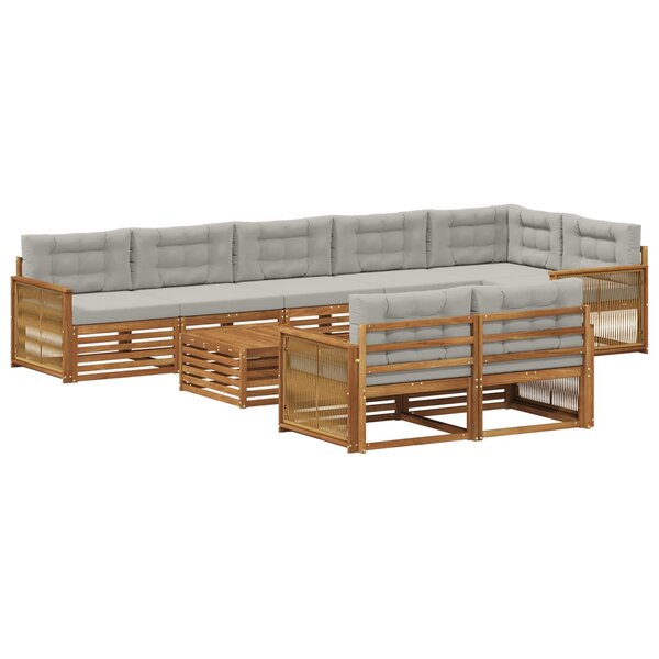 vidaXL Ensemble de canapés d'extérieur avec coussin 9 Pièces