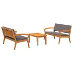 vidaXL Ensemble de bistro 3 pièces avec coussins - en bois d'acacia massif