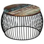 Vidaxl table basse ronde 68x37 cm bois de récupération massif