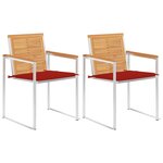 vidaXL Chaises de jardin avec coussins 2 Pièces Teck solide et acier