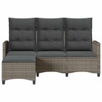 vidaXL Canapé de jardin inclinable coussins forme de L gris polyrotin
