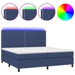vidaXL Sommier à lattes de lit et matelas et LED Bleu 200x200 cm Tissu