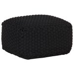 Vidaxl pouf tricoté à la main noir 50x50x30 cm coton