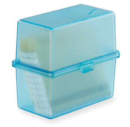 Bac à fiches MEMO-BOX A8 turquoise translucide EXACOMPTA