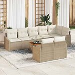 vidaXL Ensemble de canapé de jardin 9 Pièces Beige Poly rotin