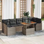 vidaXL Ensemble de canapé de jardin 8 Pièces Gris Poly rotin