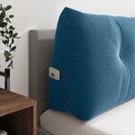 vidaXL Coussin de Dos Bleu 160 x 24 x 50 cm Velours