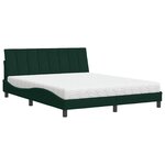 vidaXL Lit avec matelas Hanko vert foncé 160x200 cm velours